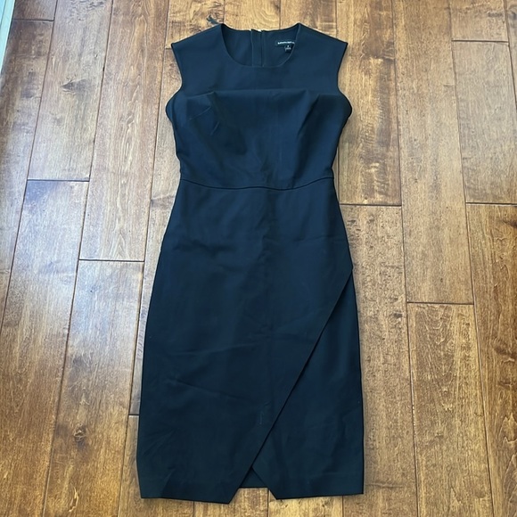 Banana Republic Sloan Fit Black Cross Front Sheath Dress Size 4 - Picture 6 of 13